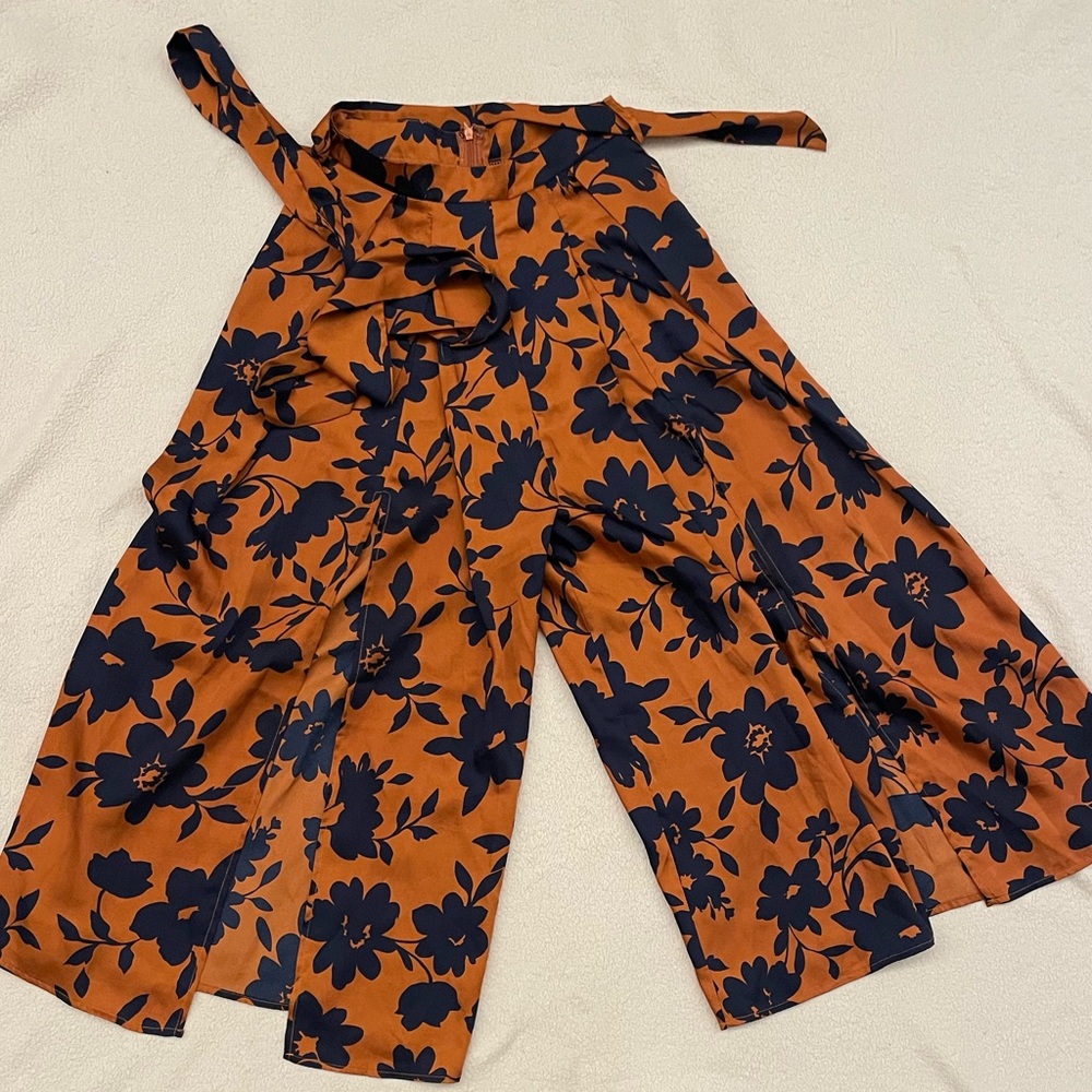 Floral pant/skirt in Orange and Navy